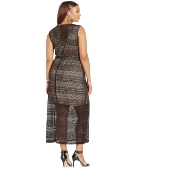 Style & Co. Women's Illusion Cape Town Sleeveless Maxi Dress Black Size XL - Picture 2 of 14